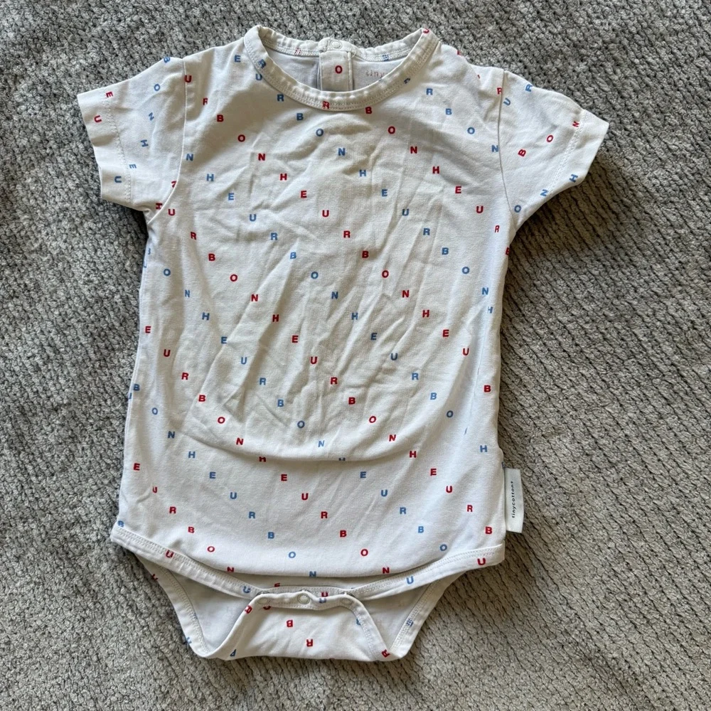 Tinycottons Pima Cotton Letter Print Short Sleeve‎ Bodysuit 12-18M
